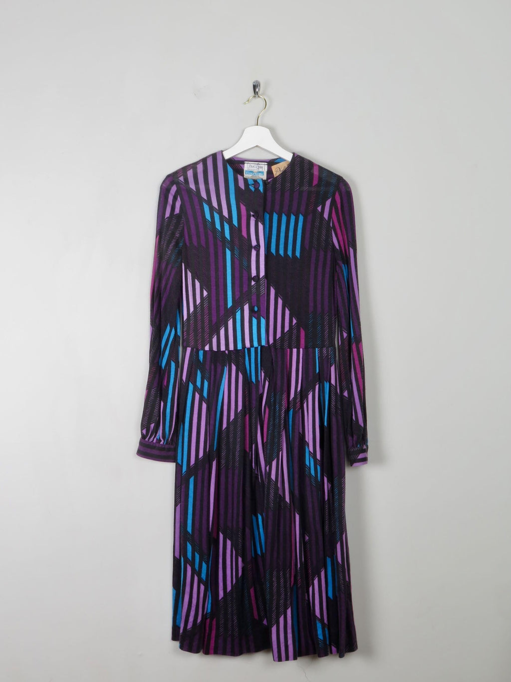 Vintage Colourful Printed Dress S - The Harlequin