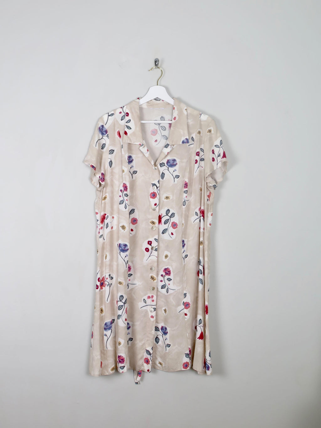 Vintage Cream Floral Dress L/XL - The Harlequin