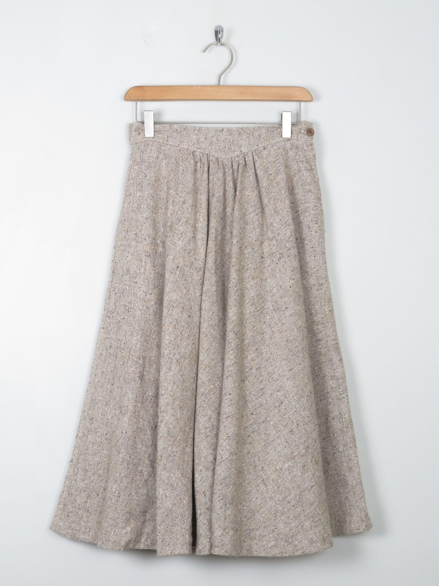 Vintage Cream Melange Tweed Full Skirt 26" XS - The Harlequin