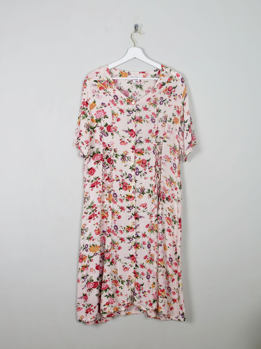 Vintage Floral Dress With Lace Up Detail L - The Harlequin