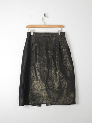 Gold & Black Vintage Pencil Skirt S - The Harlequin