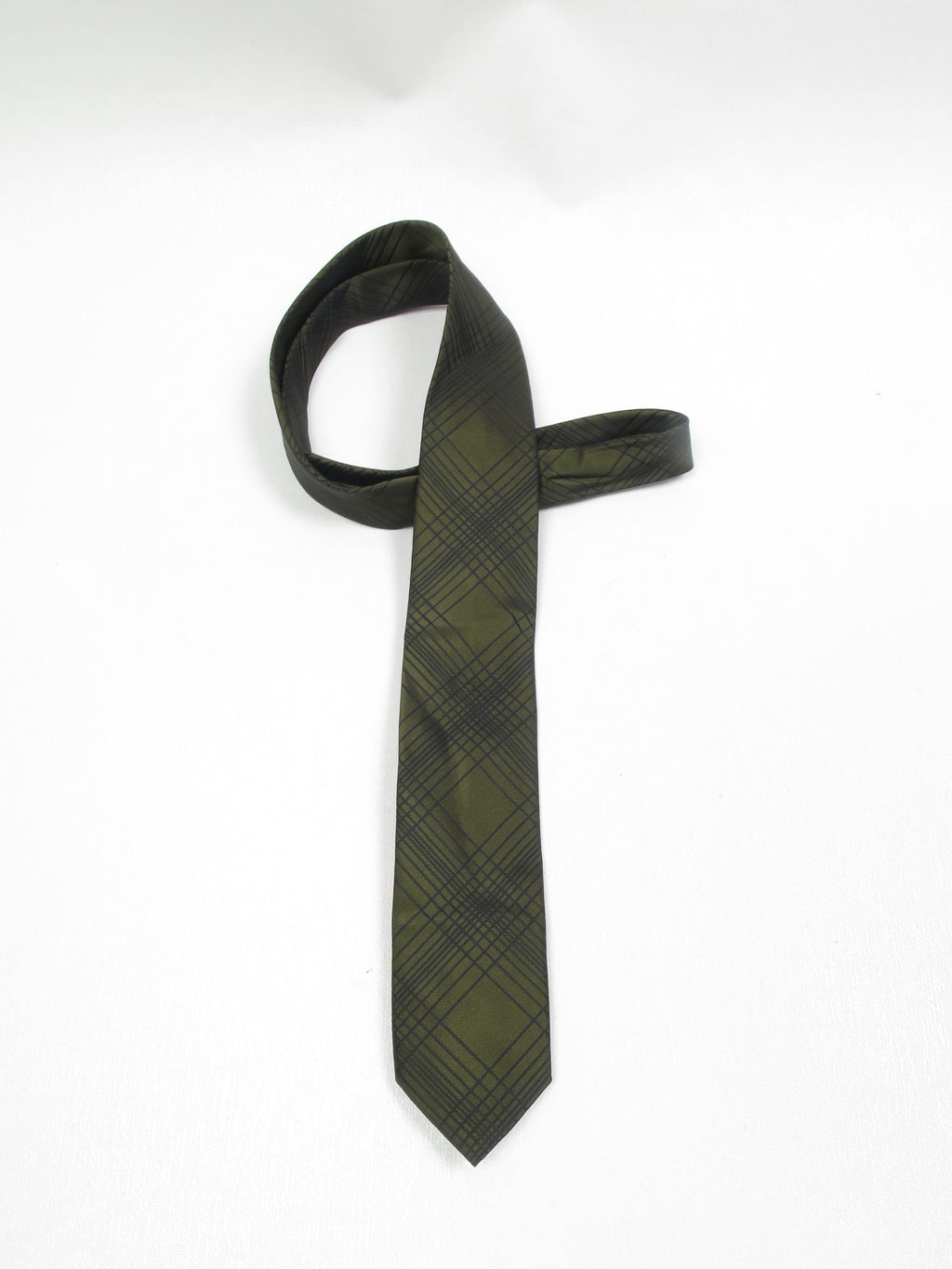 Vintage Green & Black Trevira Patterned Tie - The Harlequin