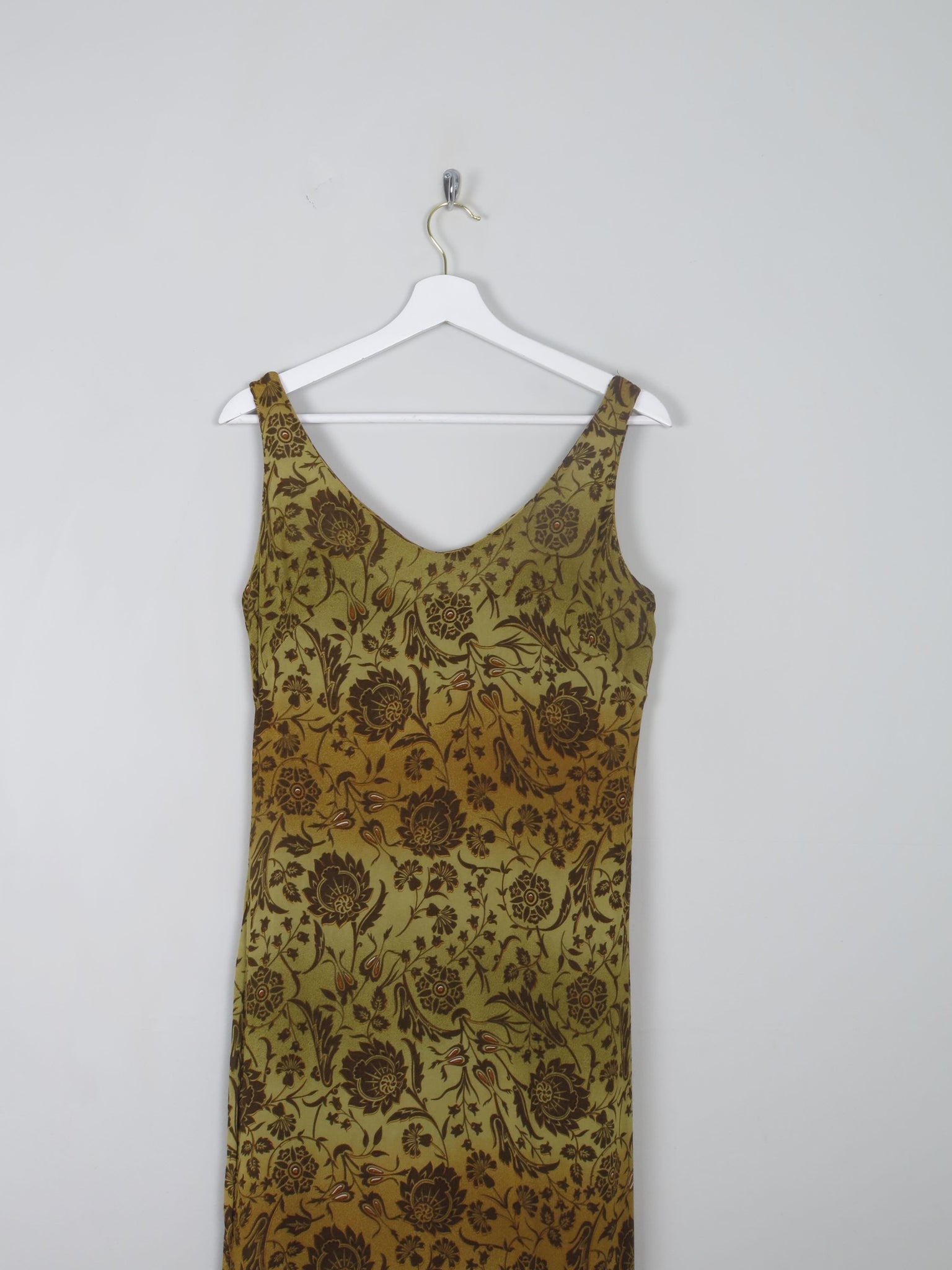 Vintage Green Patterned Long Dress 10 - The Harlequin