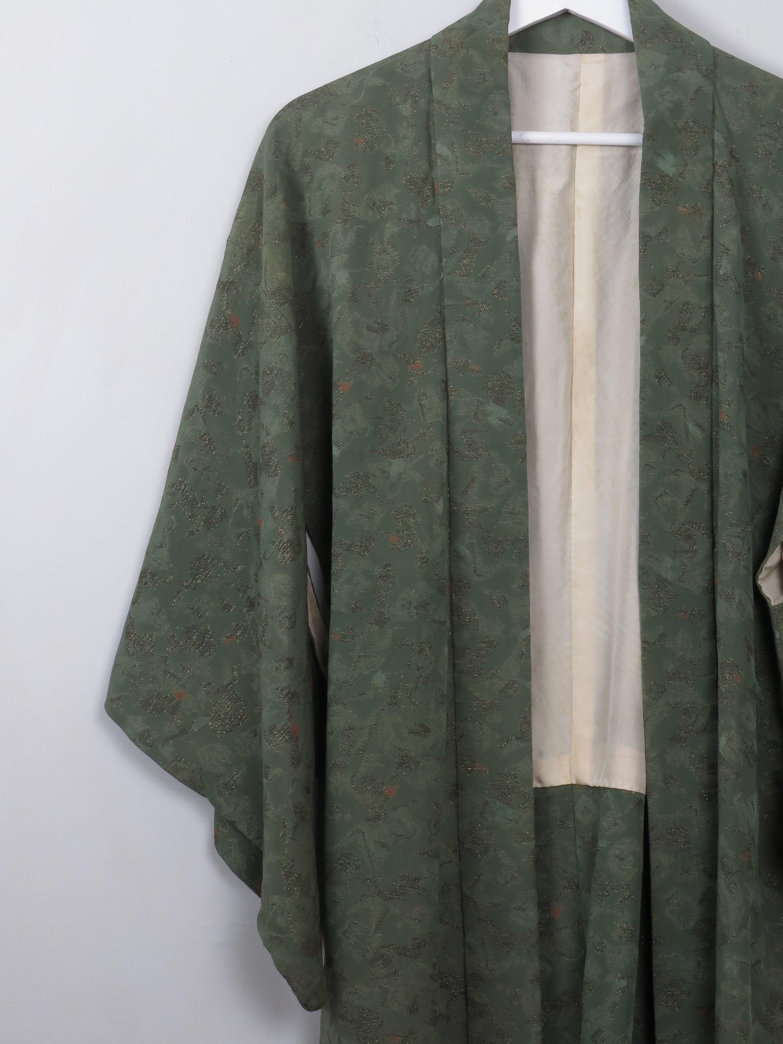 Vintage Green Silk Kimono S/M - The Harlequin