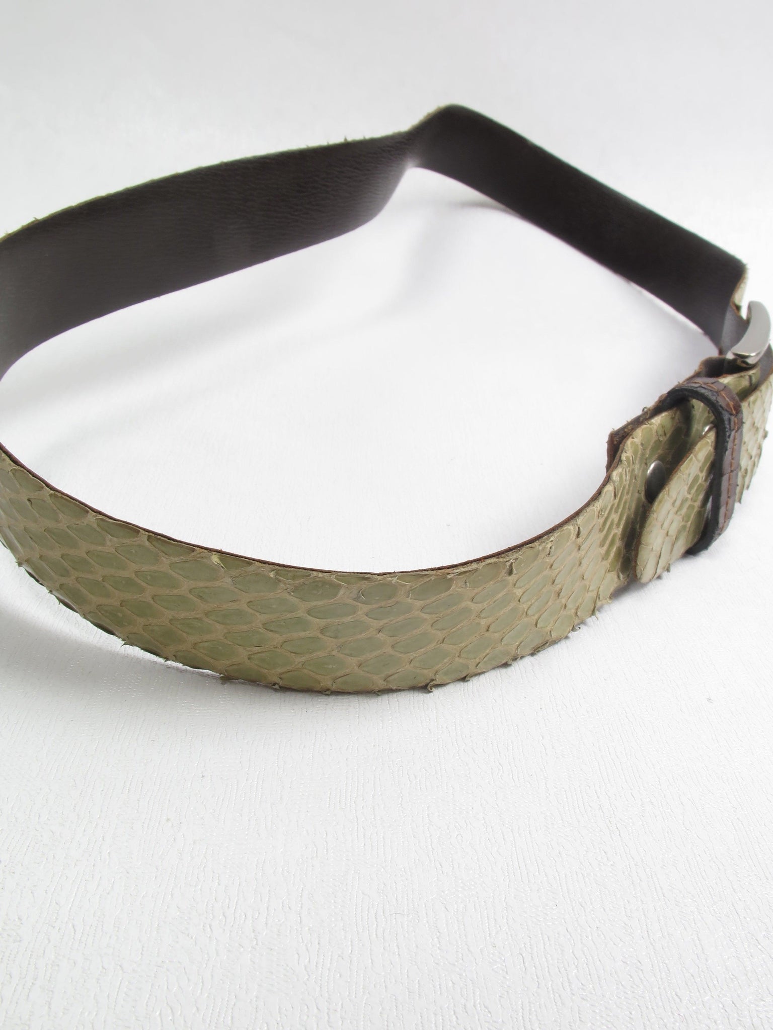 Vintage Green Snakeskin Belt S - The Harlequin