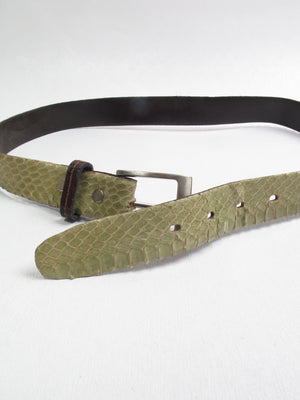 Vintage Green Snakeskin Belt S - The Harlequin