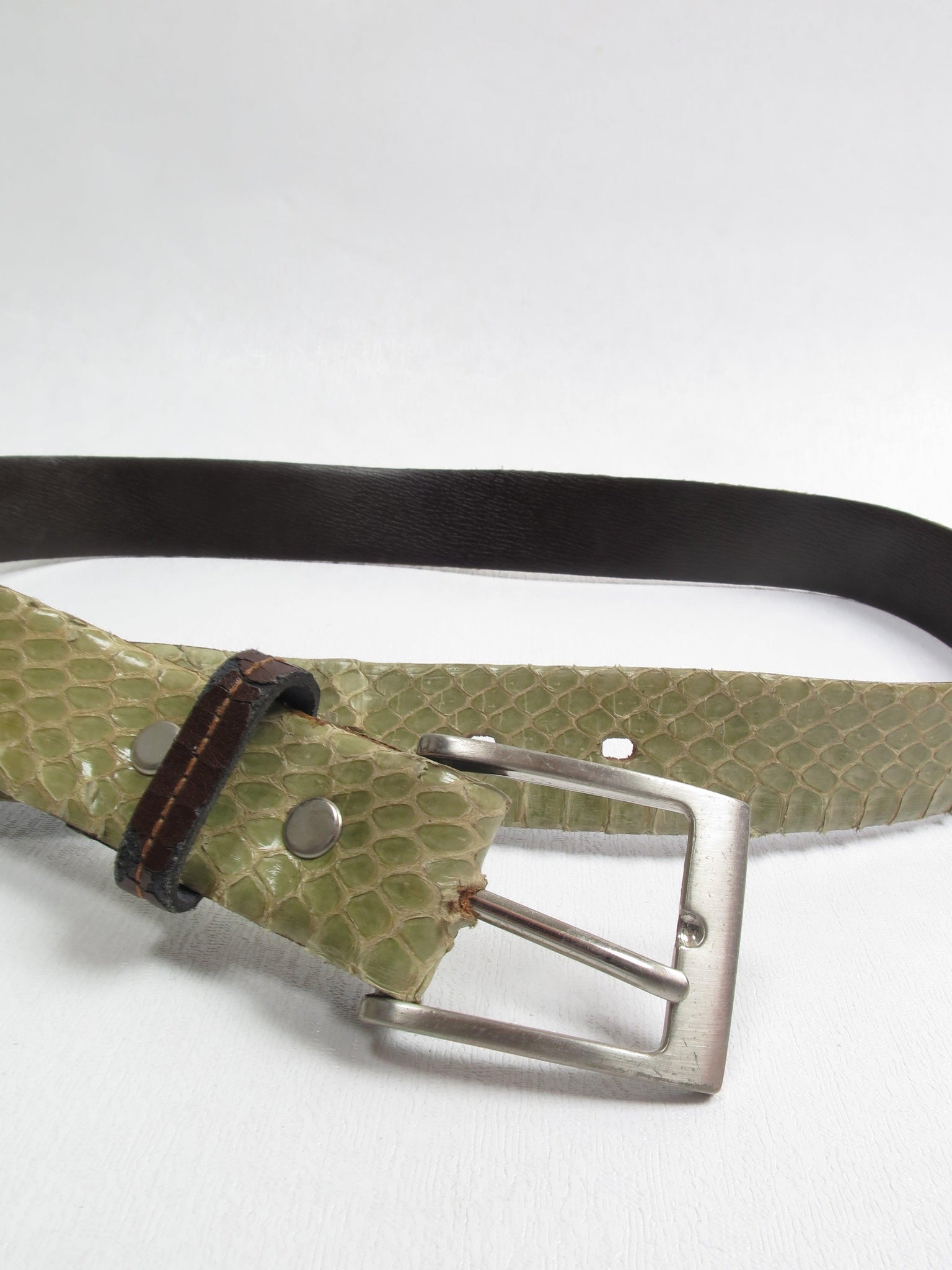 Vintage Green Snakeskin Belt S - The Harlequin