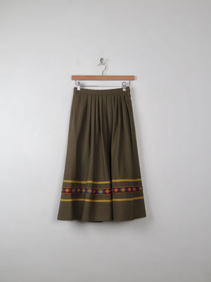 Vintage Green Wool Full Skirt XS - The Harlequin