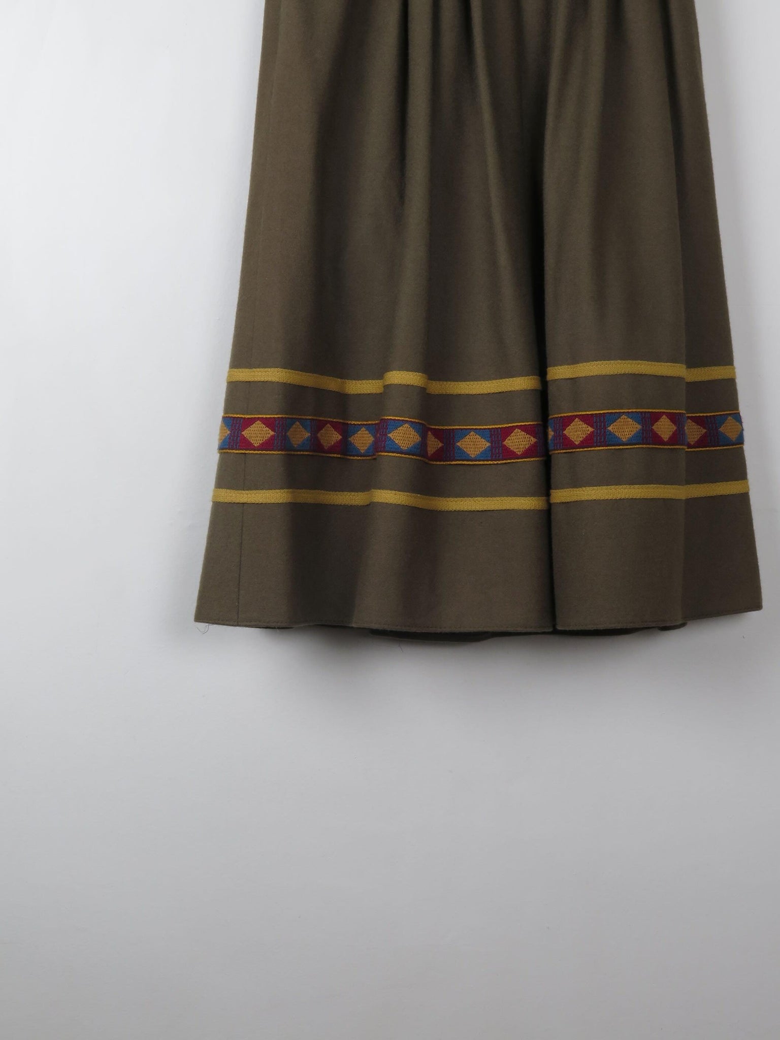 Vintage Green Wool Full Skirt XS - The Harlequin