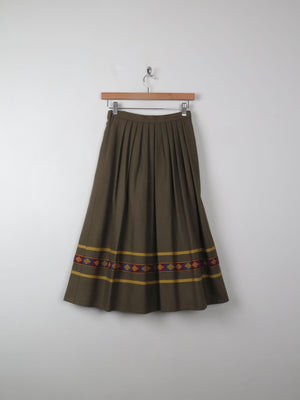 Vintage Green Wool Full Skirt XS - The Harlequin