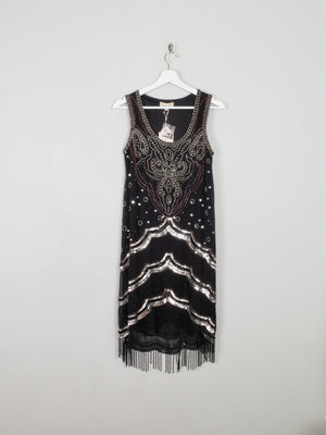 Vintage Inspired Black Beaded Flapper Dress 12 - The Harlequin