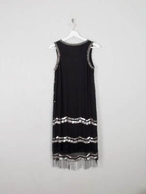 Vintage Inspired Black Beaded Flapper Dress 12 - The Harlequin