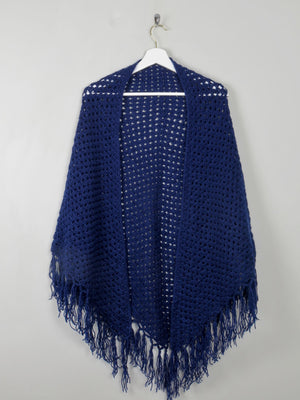 Vintage Navy Crochet Shawl - The Harlequin