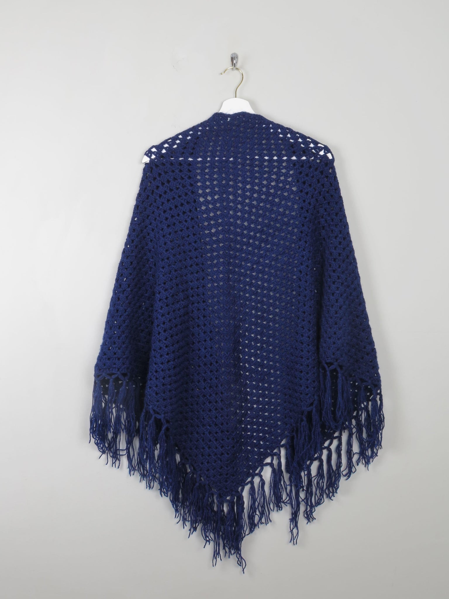 Vintage Navy Crochet Shawl - The Harlequin