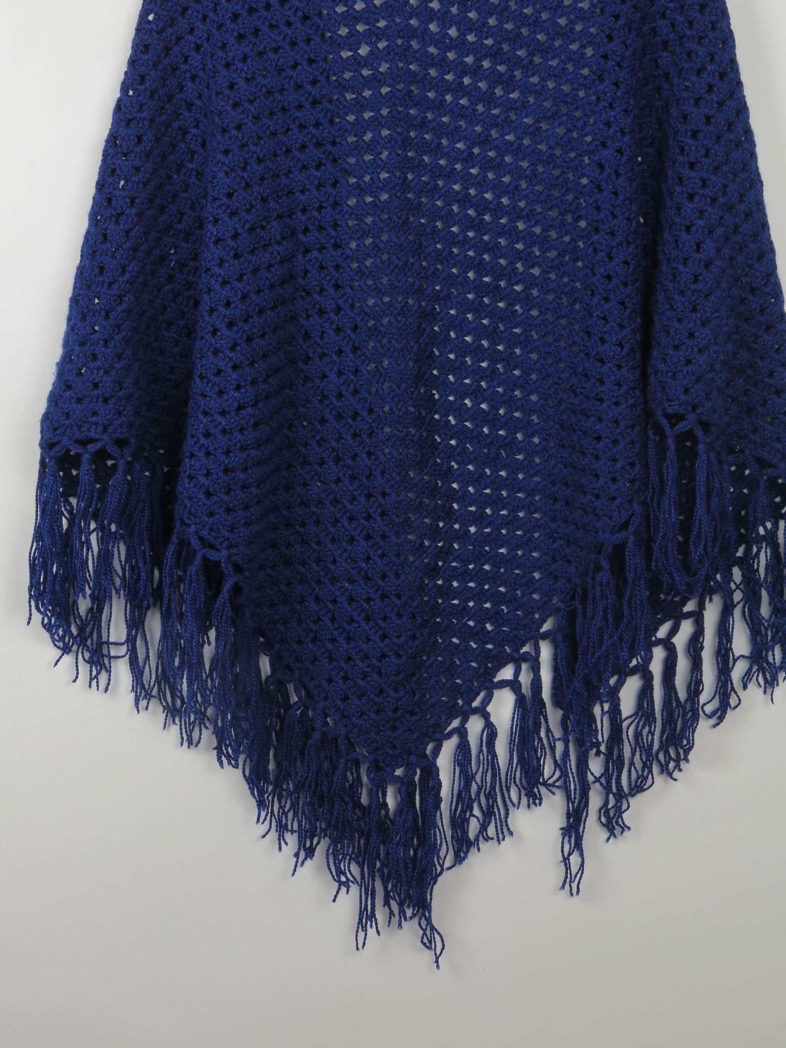 Vintage Navy Crochet Shawl - The Harlequin