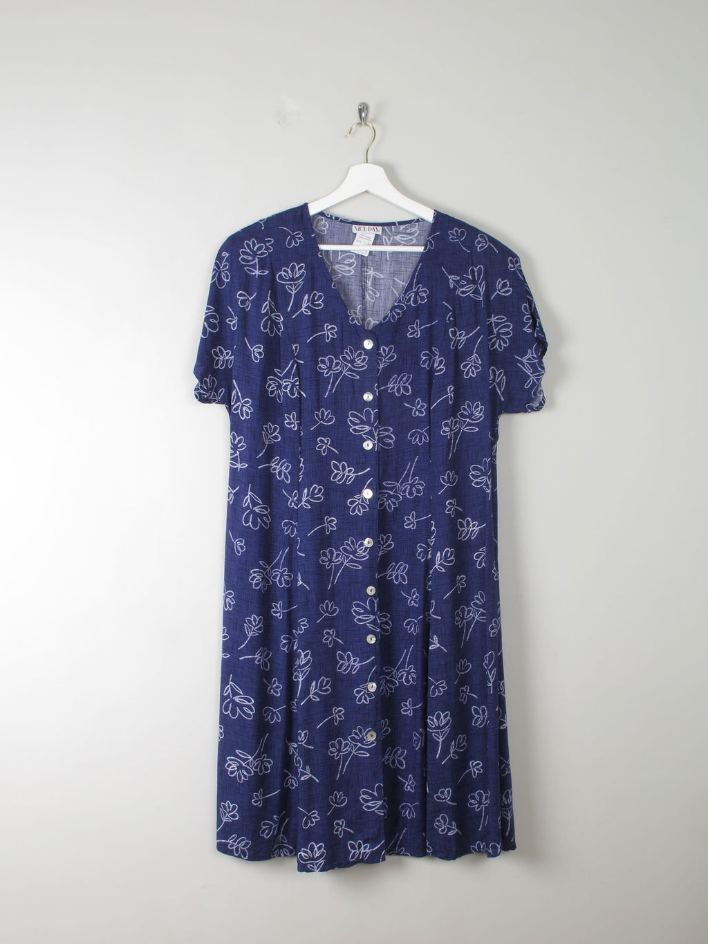 Vintage Navy Printed Dress L/XL - The Harlequin