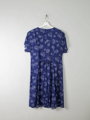 Vintage Navy Printed Dress L/XL - The Harlequin