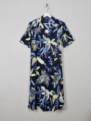 Vintage Navy Printed Safari Style Dress M/L - The Harlequin