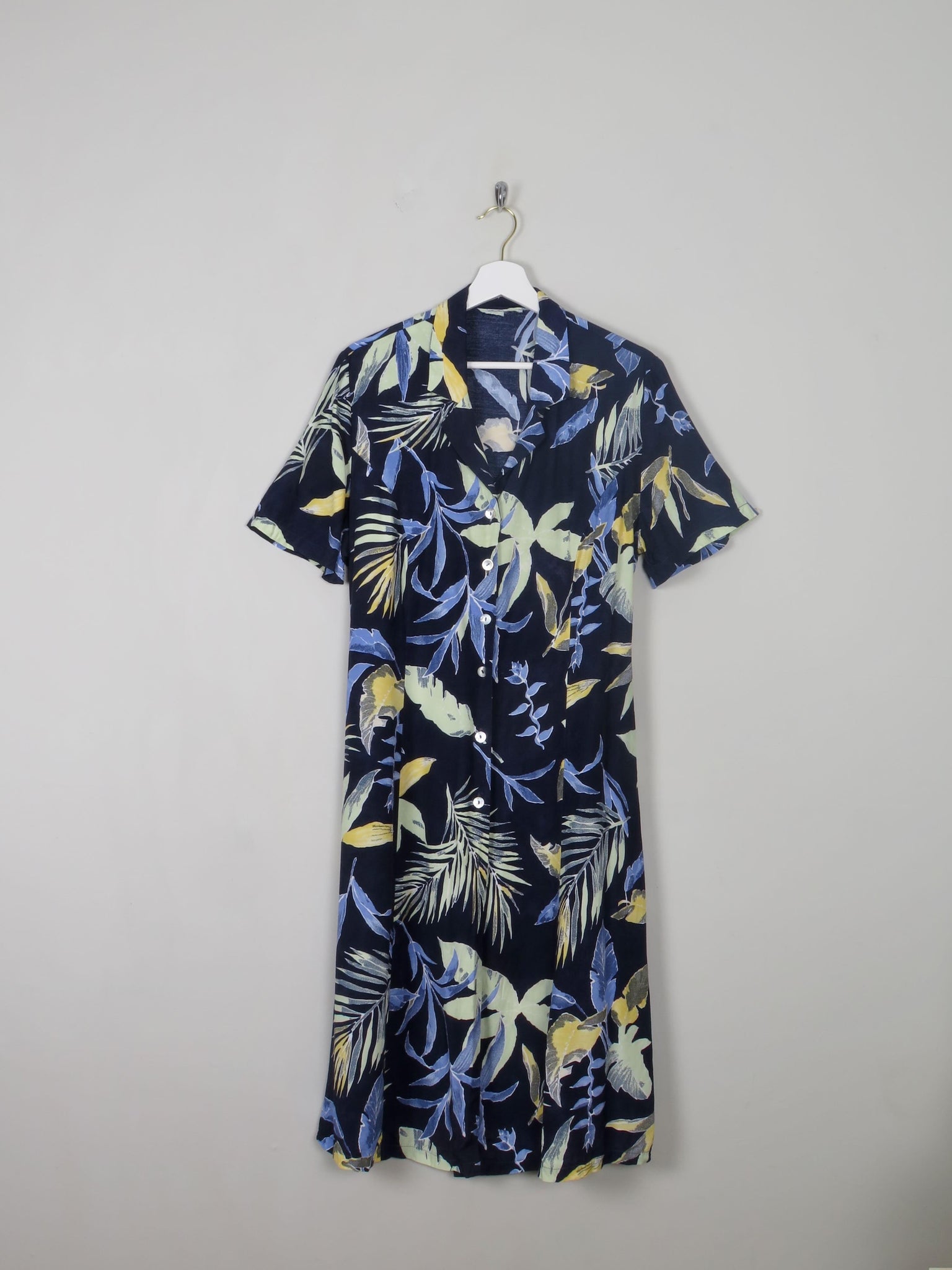 Vintage Navy Printed Safari Style Dress M/L - The Harlequin