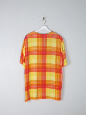 Vintage Orange & Red Check Longline Blouse M/L - The Harlequin