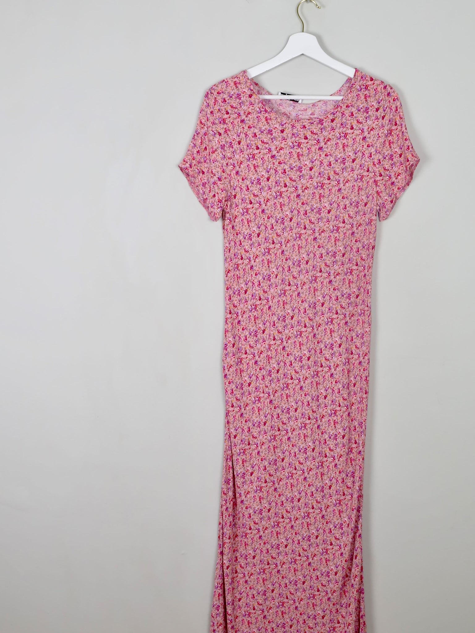 Vintage Pink Floral Maxi Dress M/L - The Harlequin