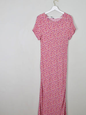 Vintage Pink Floral Maxi Dress M/L - The Harlequin