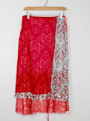 Vintage Red & Blue Printed Skirt M/L - The Harlequin