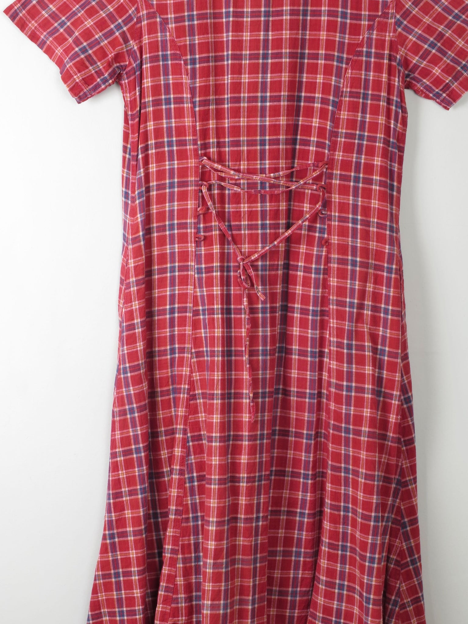 Vintage Red Check Maxi Dress Button Down S - The Harlequin