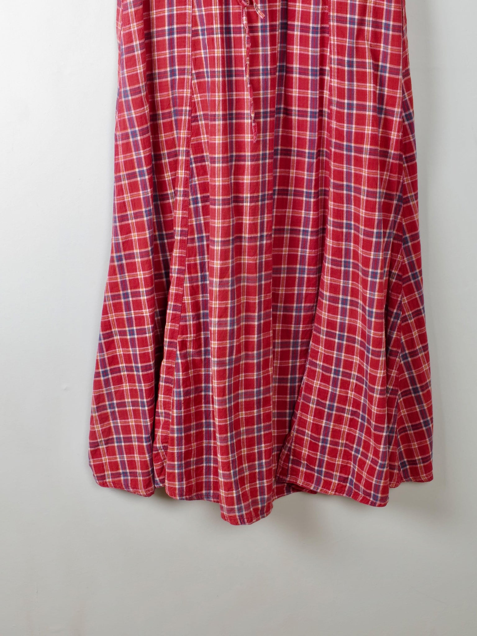 Vintage Red Check Maxi Dress Button Down S - The Harlequin