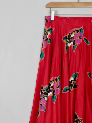 Vintage Red Printed Mondi Wrap Over Full Skirt 27 8/10 - The Harlequin