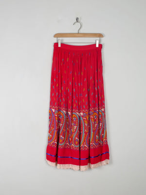 Vintage Red Printed Skirt 27" W - The Harlequin