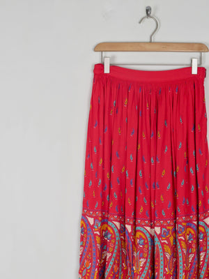 Vintage Red Printed Skirt 27" W - The Harlequin