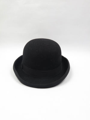 Vintage Style Black Bowler Hat L New - The Harlequin