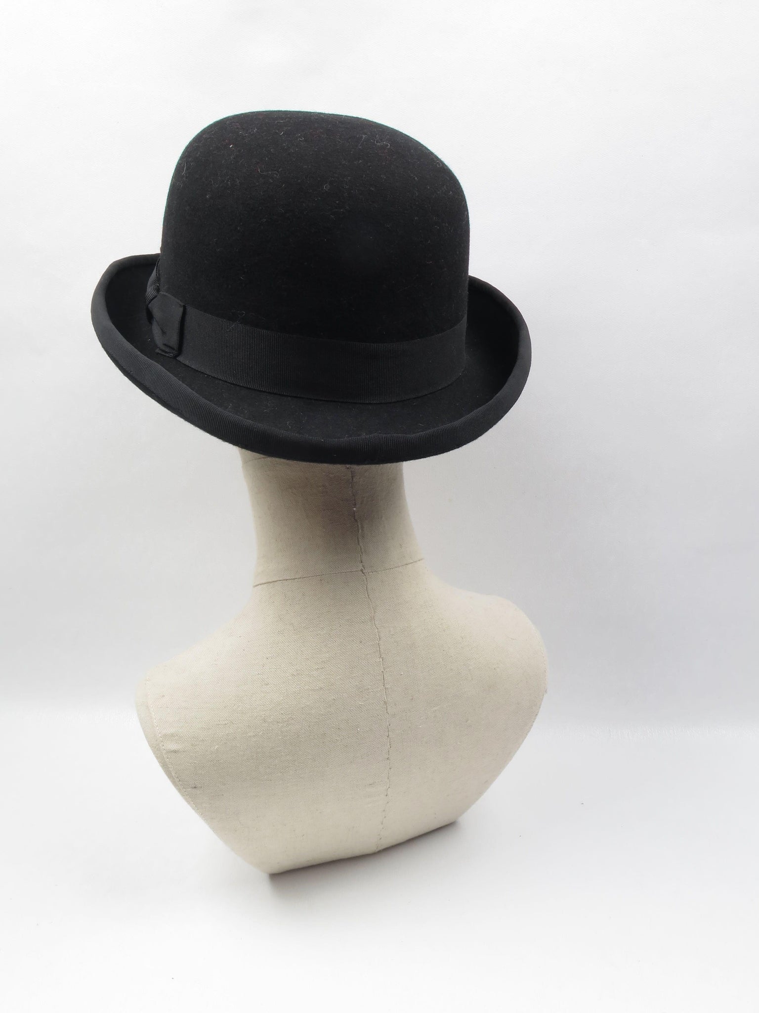 Vintage Style Black Bowler Hat L New - The Harlequin