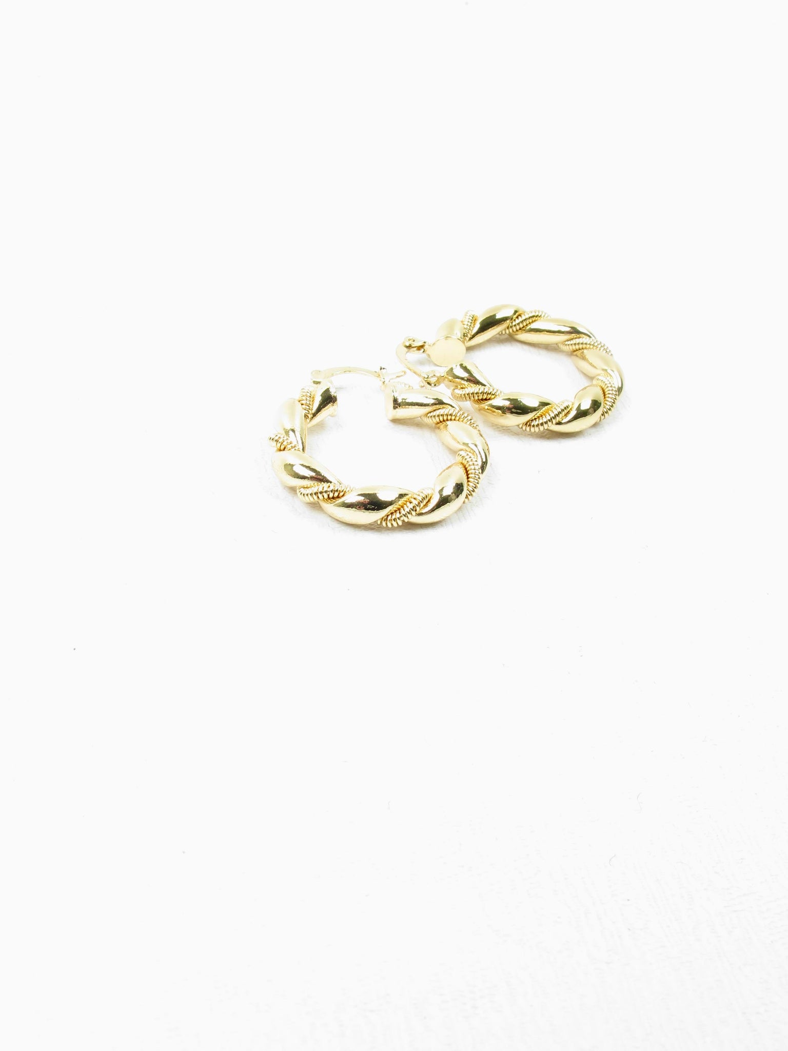 Vintage Style Gold Plated Twisted Hoop Earrings - The Harlequin