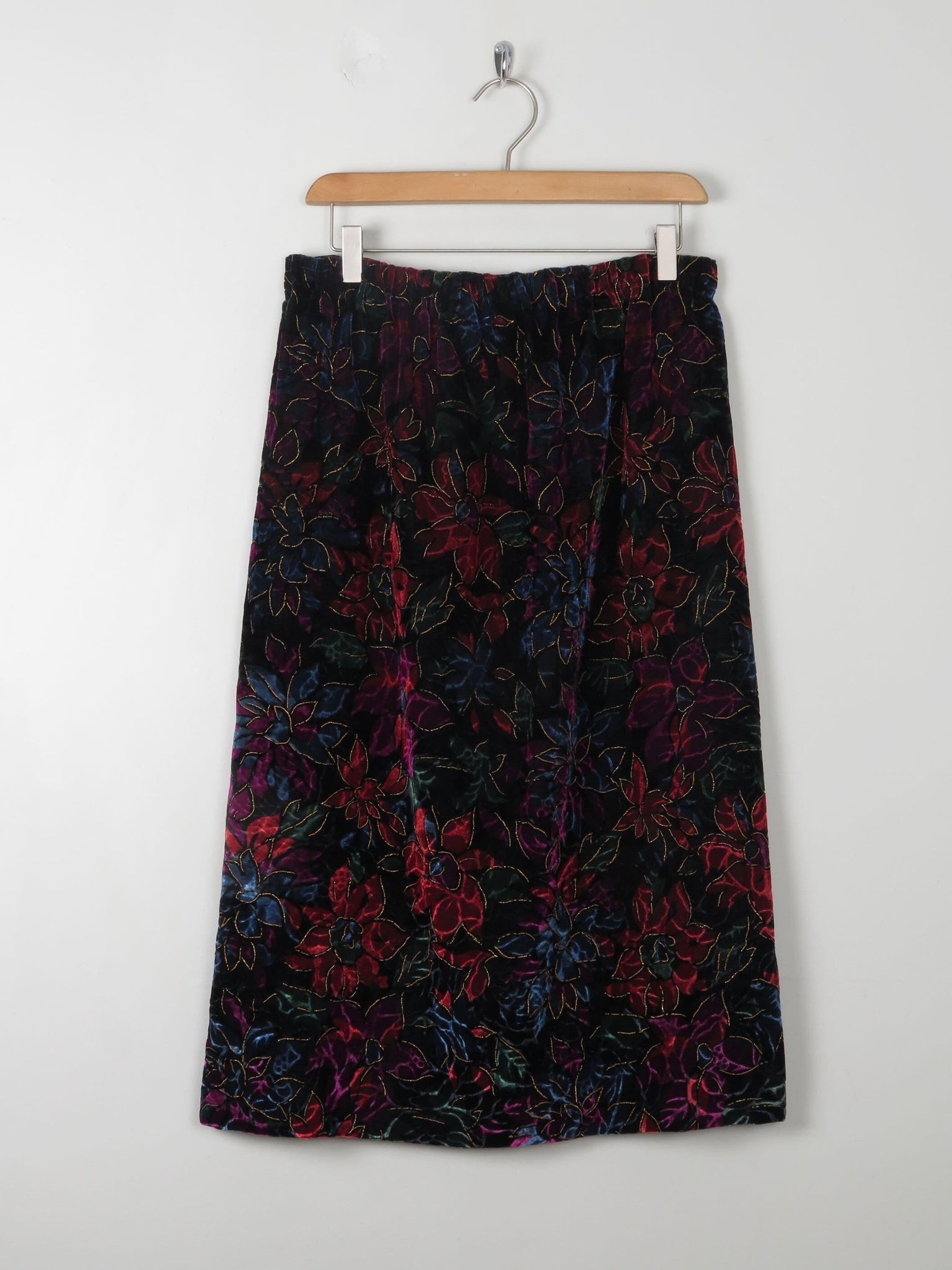 Vintage Velvet Appliqué Skirt M - The Harlequin