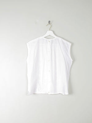 Vintage White Blouse With Lace Panel M - The Harlequin
