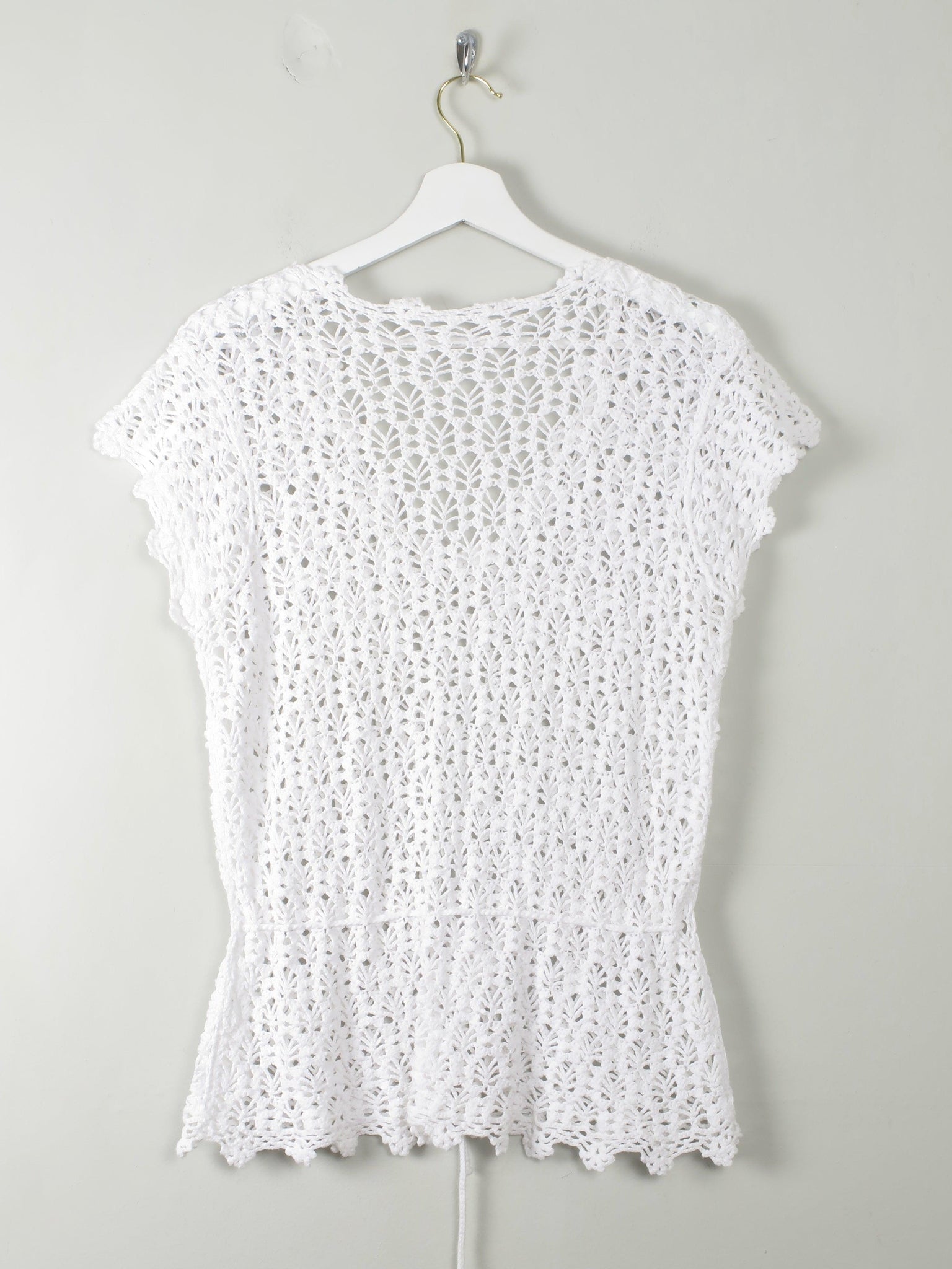 Vintage White Crochet Top M - The Harlequin