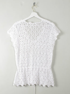 Vintage White Crochet Top M - The Harlequin