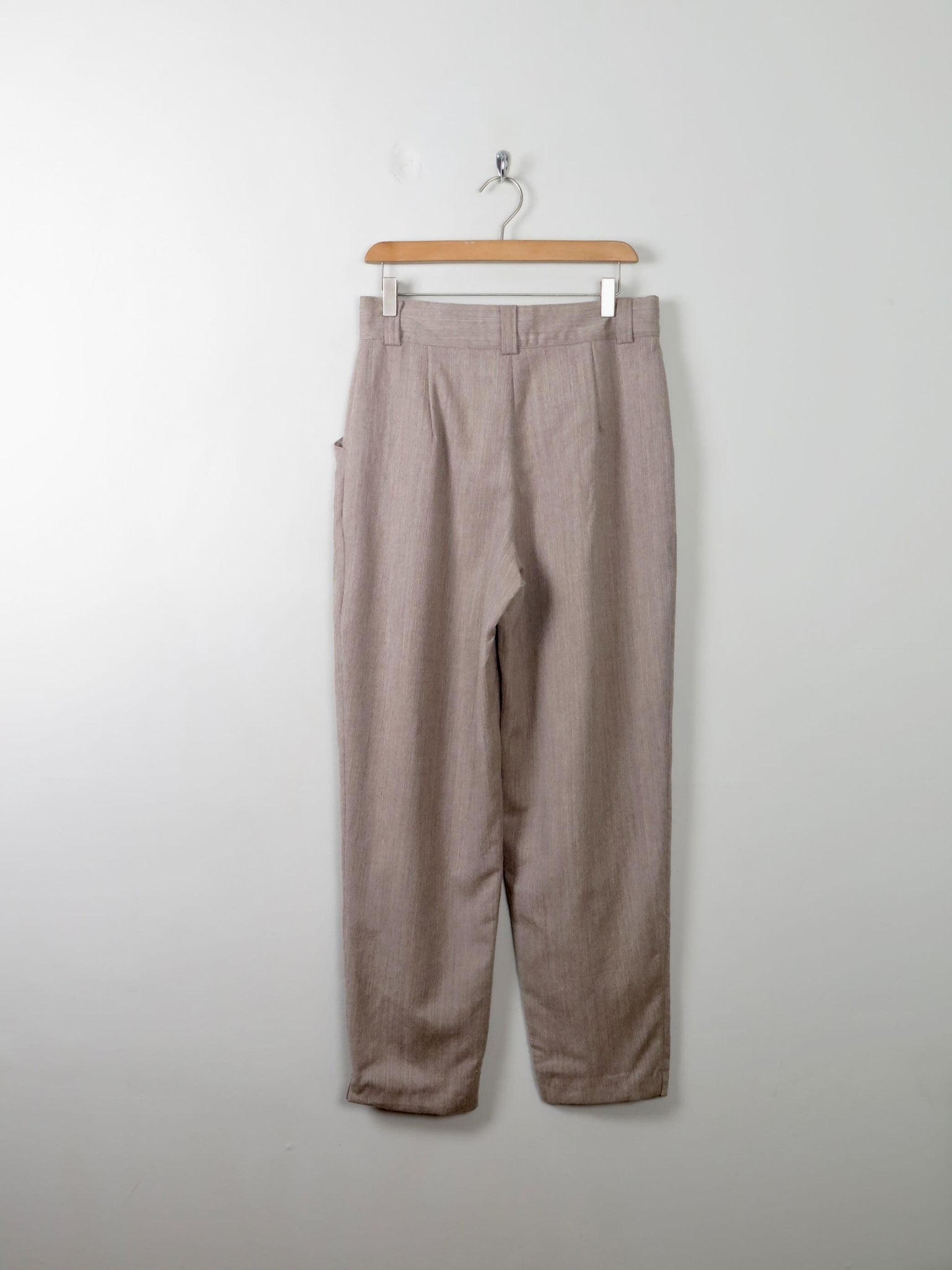 Vintage Women's Beige Taupe Wool Trousers 31" W 28" L - The Harlequin
