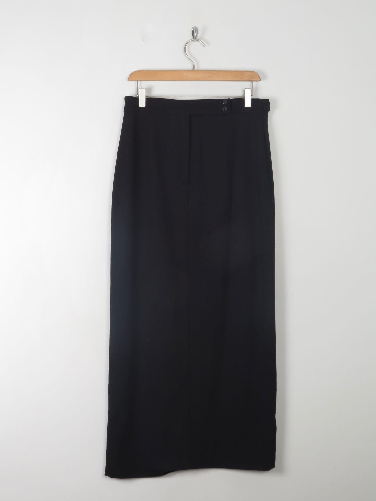 Vintage Wool Black Maxi Skirt 30" W - The Harlequin