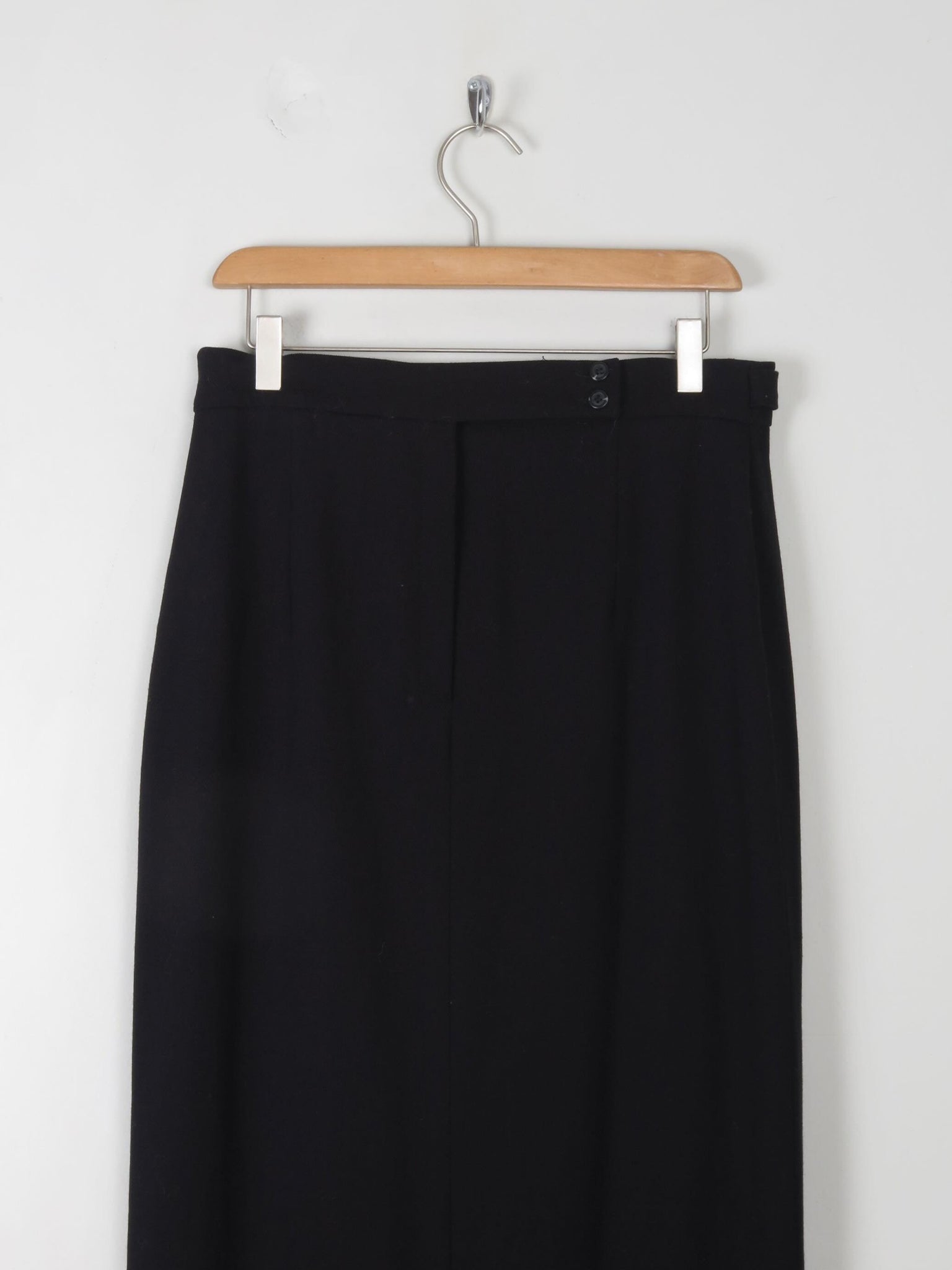 Vintage Wool Black Maxi Skirt 30" W - The Harlequin
