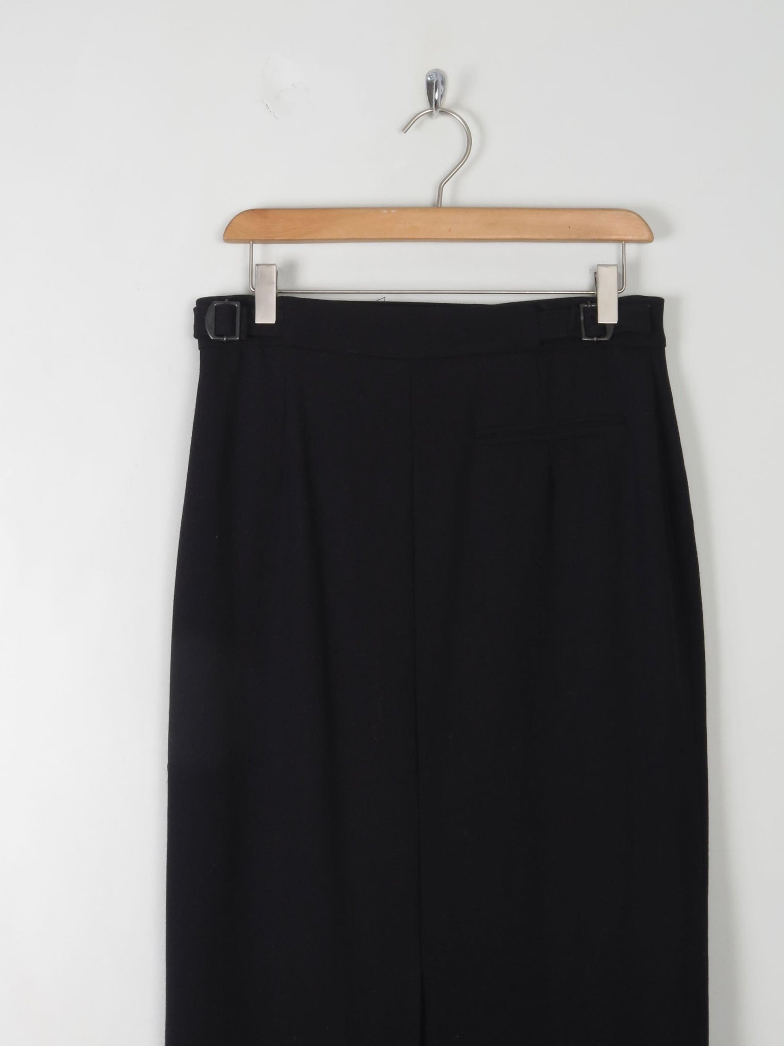 Vintage Wool Black Maxi Skirt 30" W - The Harlequin