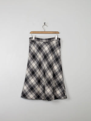 Vintage Wool Check Chevron Midi Skirt 28" W - The Harlequin