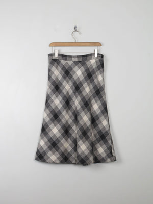 Vintage Wool Check Chevron Midi Skirt 28" W - The Harlequin