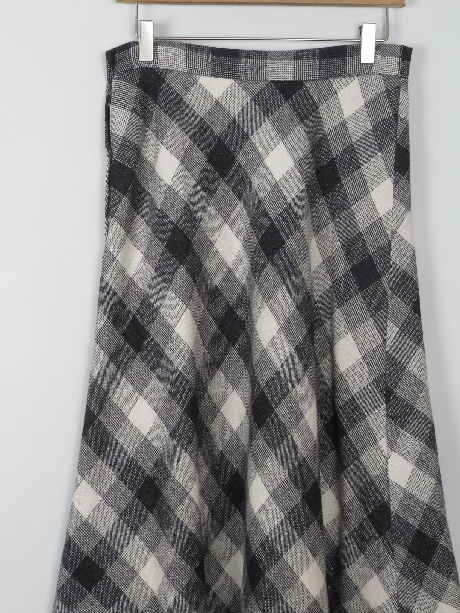 Vintage Wool Check Chevron Midi Skirt 28" W - The Harlequin