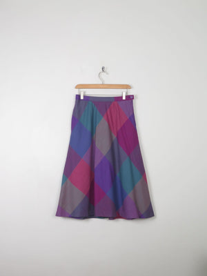 Vintage Wool Tweed Colourful Skirt 28" W S - The Harlequin