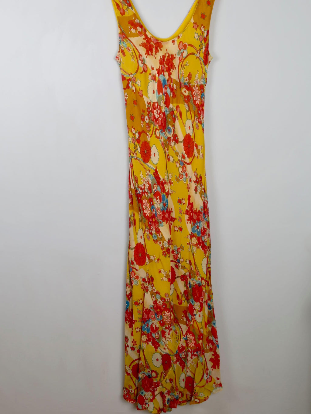 Vintage Yellow Printed Long Dress L - The Harlequin