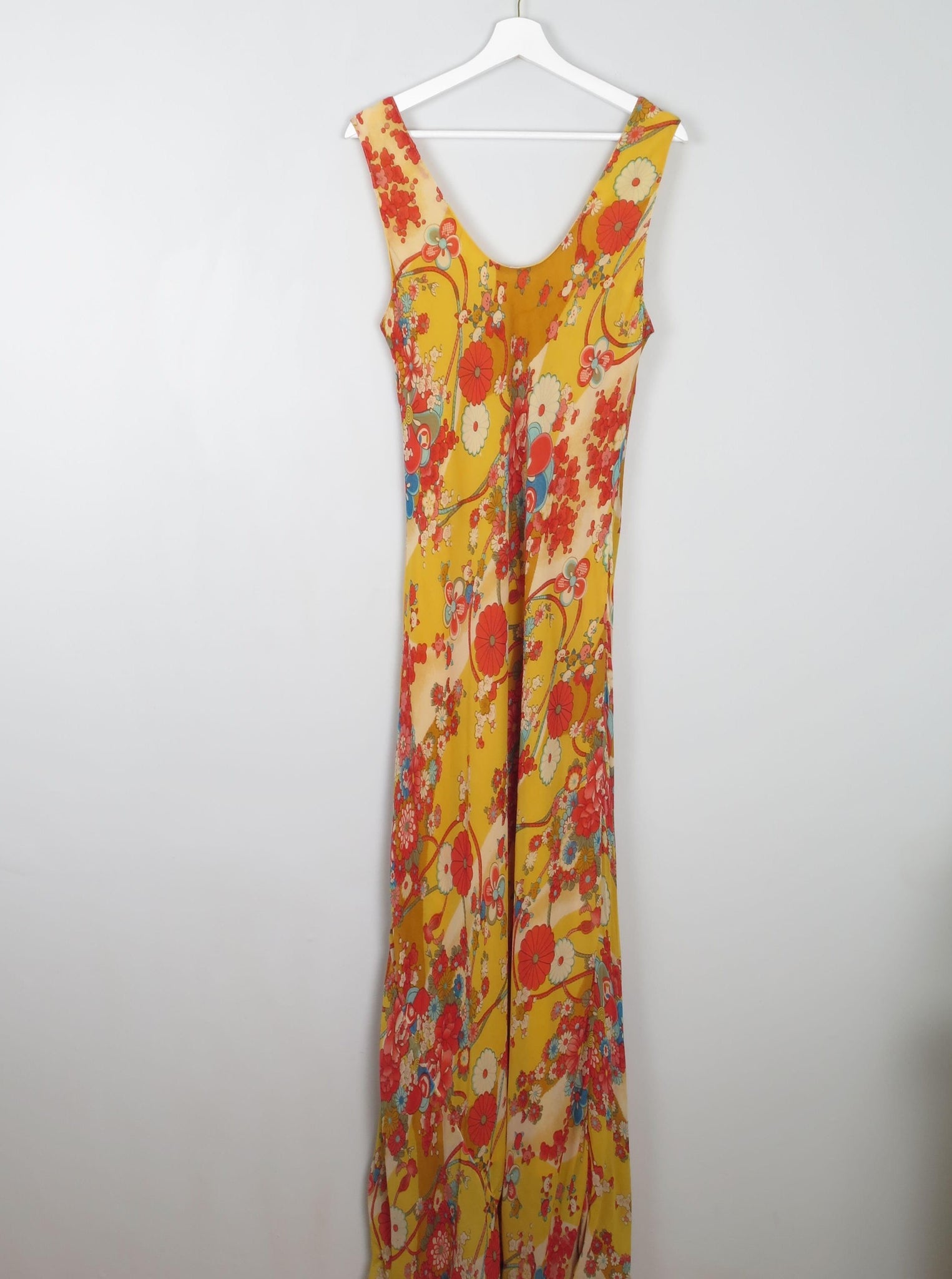 Vintage Yellow Printed Long Dress L - The Harlequin