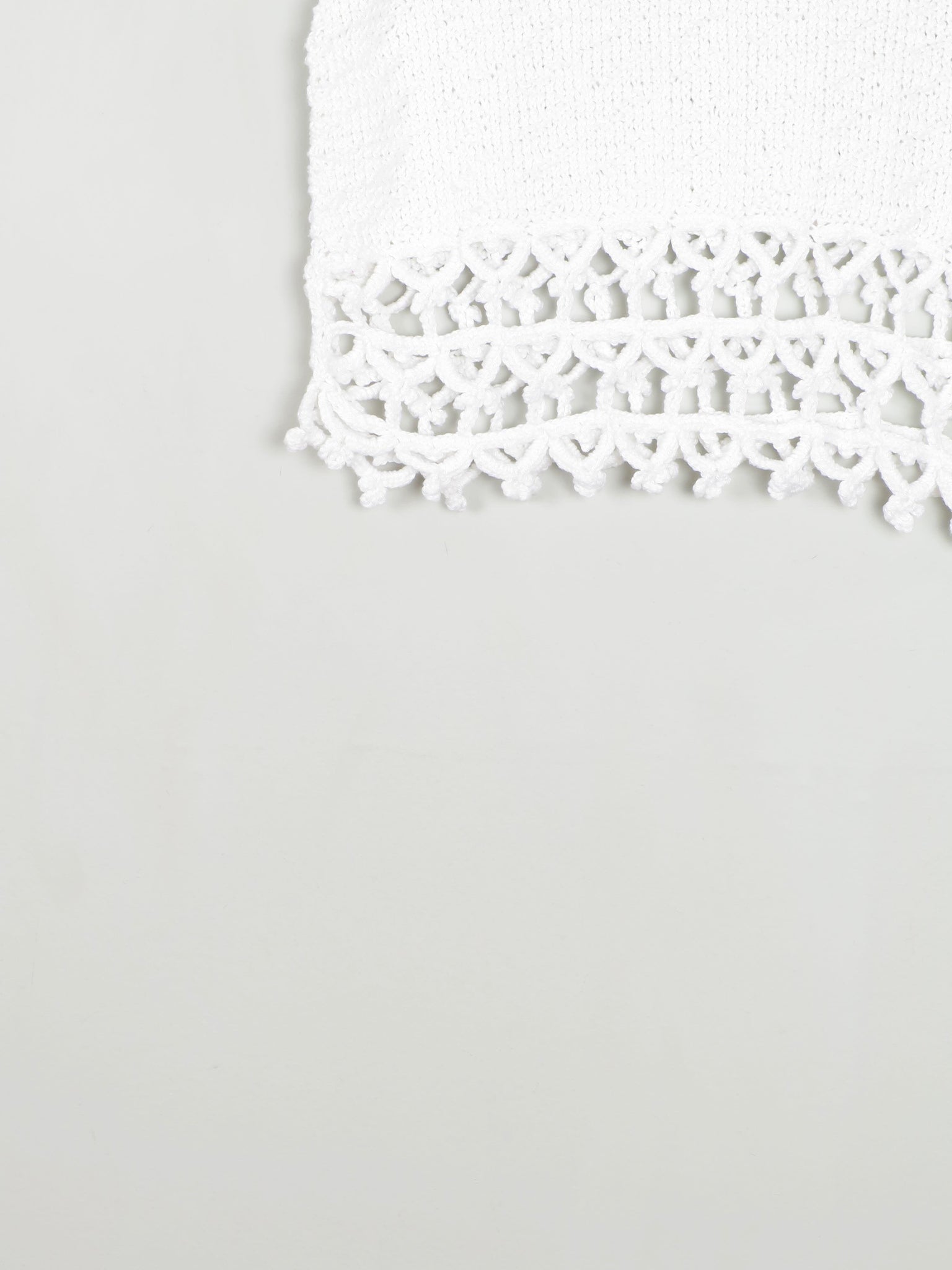 White Cotton Crochet Cropped Top XS/S - The Harlequin